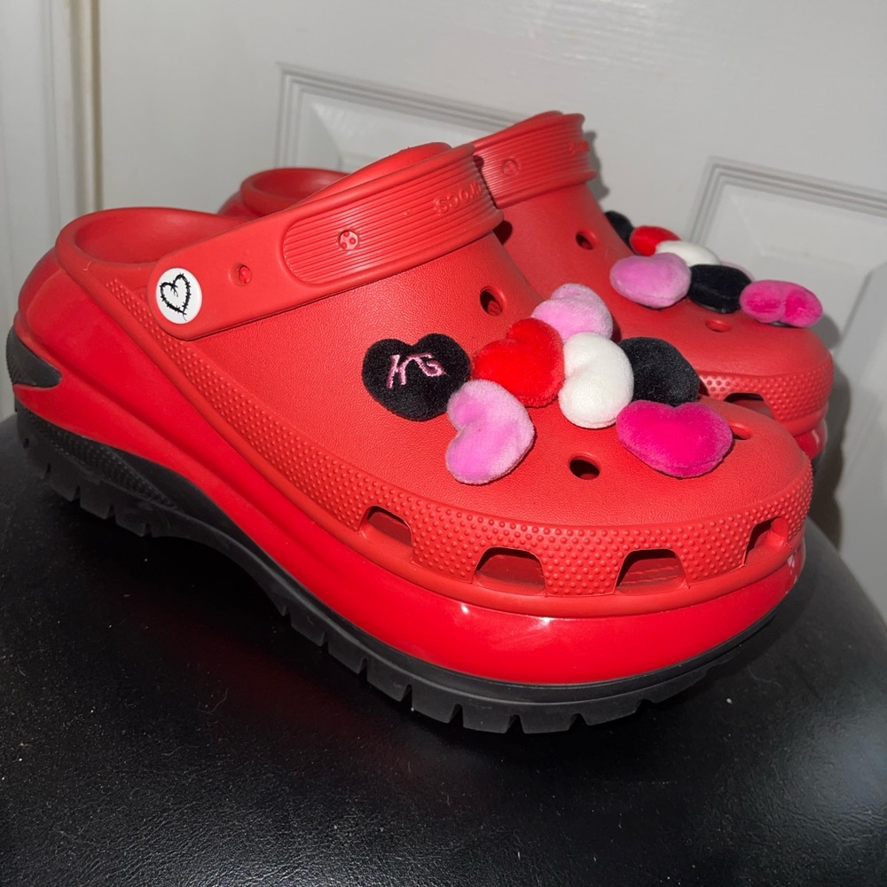 Karol G Limited Red Clogs with Heart Accents